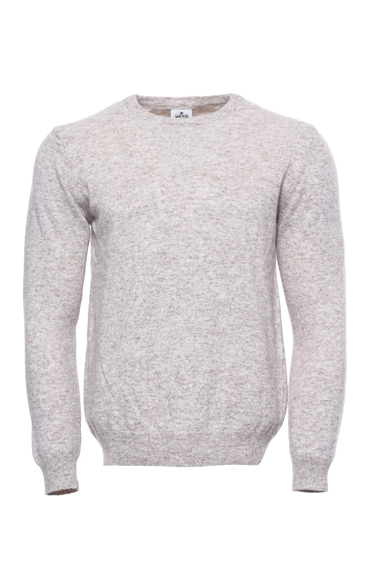 WSS Wool Plain Beige Knitwear Men's Sweater  - Singen